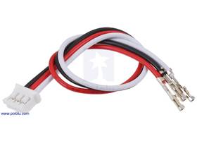 JST PH-Style Cable with Female Pins for 0.1&quot; Housings, 3-Pin, 12cm.