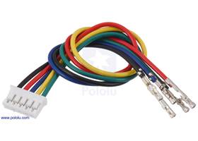 JST PH-Style Cable with Female Pins for 0.1&quot; Housings, 5-Pin, 12cm.