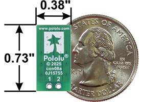 Breakout for JST PH-Style Connector, 2-Pin, bottom view with US quarter for size reference.