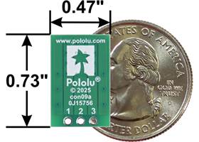 Breakout for JST PH-Style Connector, 3-Pin, bottom view with US quarter for size reference.