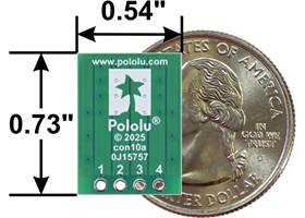 Breakout for JST PH-Style Connector, 4-Pin, bottom view with US quarter for size reference.