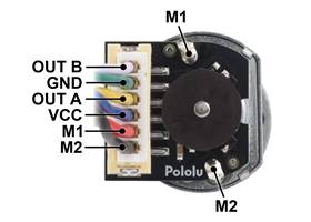 Pinout of the Magnetic Encoder with Top-Entry Connector for 20D mm Metal Gearmotors (JST PH cable not included).