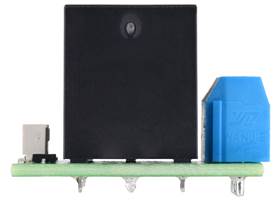 Side view of the Pololu Basic SPDT Relay Carrier with Relay, Terminal Blocks, and JST SH-Style Top-Entry Connector.