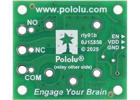 Bottom view of the Pololu Basic SPDT Relay Carrier for &#8220;Sugar Cube&#8221; Relays with JST SH-Style Top-Entry Connector.