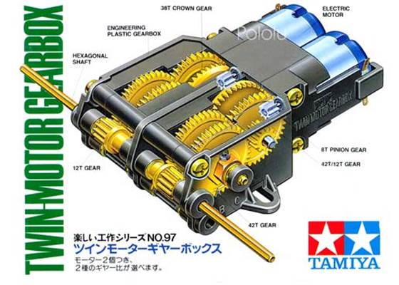 Tamiya 70097 Twin-Motor Gearbox Kit box front.
