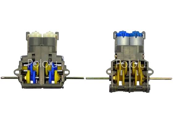 Tamiya 70168 double gearbox (left) and Tamiya 70097 twin-motor gearbox (right).