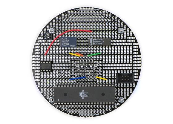 3pi expansion kit (without cutouts) PCB populated with various components (black solder mask version).