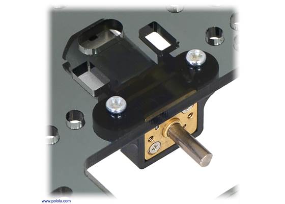 Micro Metal Gearmotor mounted to a piece of acrylic with black mounting bracket version.