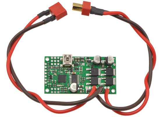 Simple High-Power Motor Controller 18v25 or 24v23 with custom power and motor connectors (NOT included).