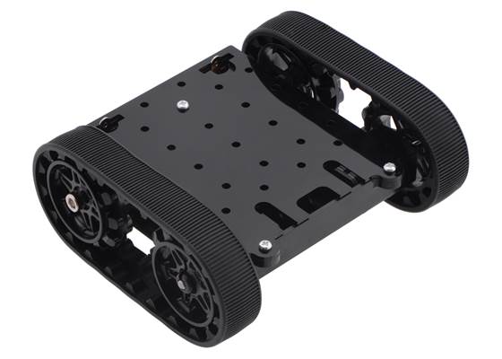 Pololu Zumo chassis kit, assembled top view (shown with motors, which are available separately).