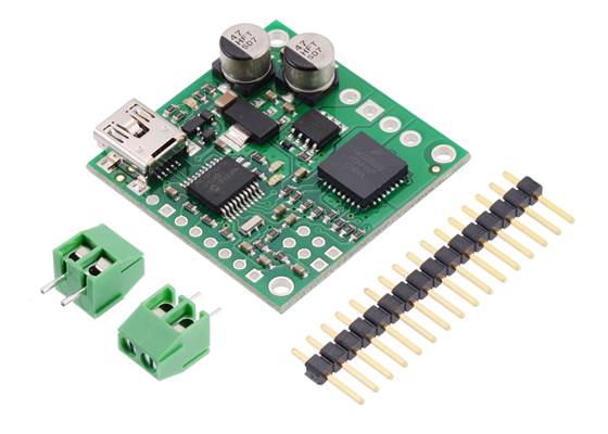 Pololu Jrk 21v3 USB motor controller with included hardware.