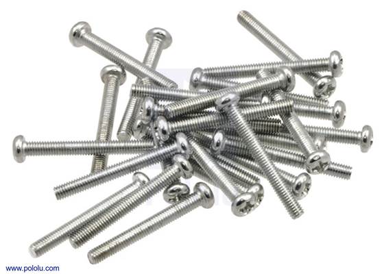 Machine Screw: M3, 25mm Length, Phillips (25-pack).