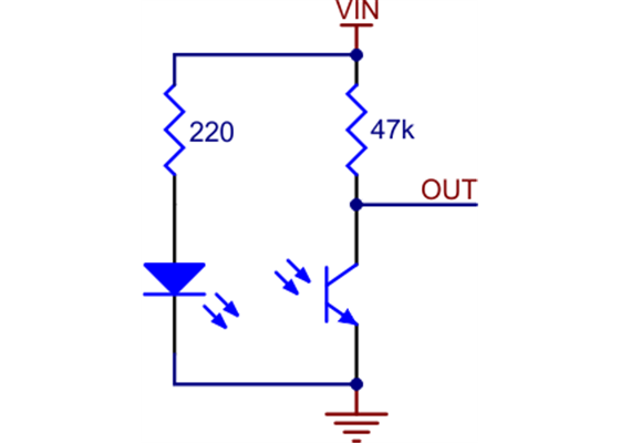 QTR-1A reflectance sensor schematic diagram.