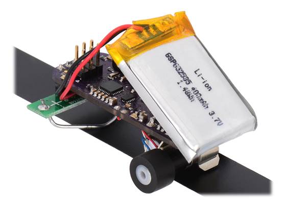 This line follower uses gearmotors and wheels very similar to our sub-micro plastic planetary gearmotors and 14mm wheels.