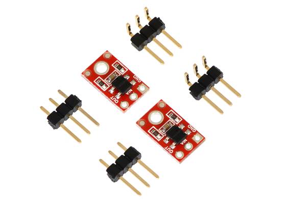 QTR-1RC reflectance sensors with included optional header pins.