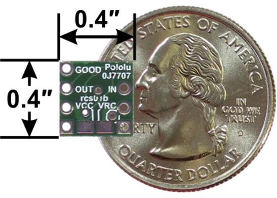 Pololu RC Switch with Digital Output, bottom view with dimensions.