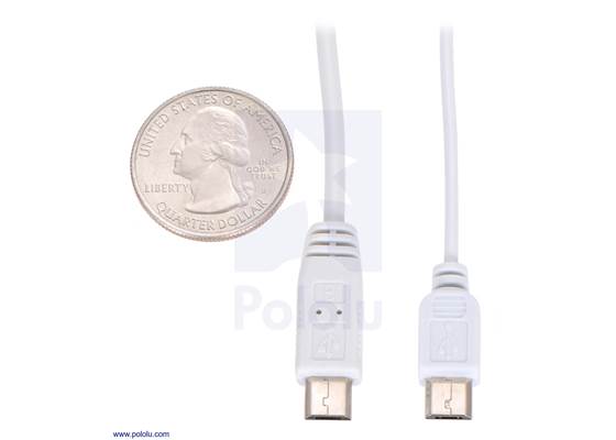 USB A to Micro-B cable size comparison: standard cable (#2073) on left, thin cable (#2072) on right.