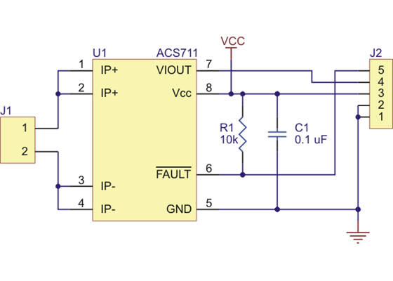 ACS711 current sensor carrier schematic diagram.