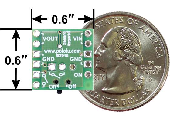 Mini MOSFET Slide Switch with Reverse Voltage Protection, bottom view with dimensions.