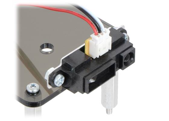 Sharp GP2Y0A21 Distance Sensor mounted using a Bracket for Sharp GP2Y0A02, GP2Y0A21, and GP2Y0A41 Distance Sensors &#8211; Parallel.