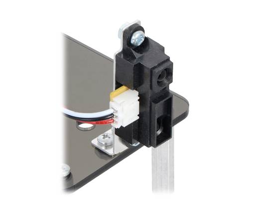 Sharp GP2Y0A21 Distance Sensor mounted using a Bracket for Sharp GP2Y0A02, GP2Y0A21, and GP2Y0A41 Distance Sensors &#8211; Perpendicular.