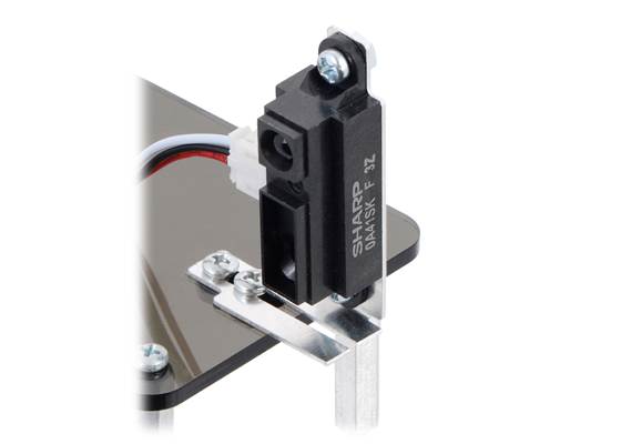 Example mounting of a Sharp distance sensor using a modified Bracket for Sharp GP2Y0A02, GP2Y0A21, and GP2Y0A41 Distance Sensors &#8211; Multi-Option. (1)