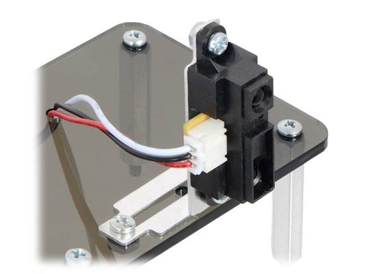 Sharp GP2Y0A21 Distance Sensor mounted in a perpendicular orientation using a Bracket for Sharp GP2Y0A02, GP2Y0A21, and GP2Y0A41 Distance Sensors &#8211; Multi-Option