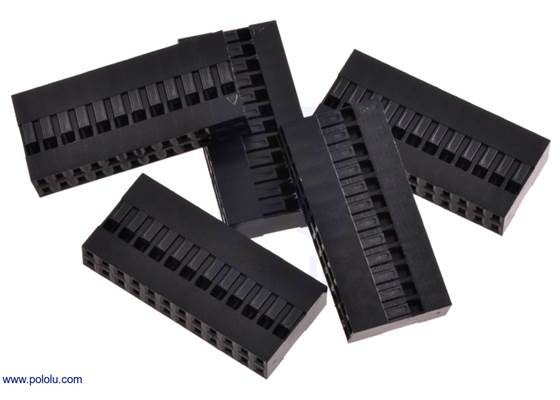 0.1&quot; (2.54mm) crimp connector housing: 2&#215;12-pin 5-pack.