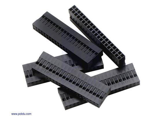 0.1&quot; (2.54mm) crimp connector housing: 2&#215;20-pin 5-pack.