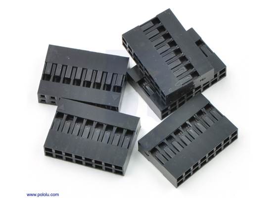 0.1&quot; (2.54mm) crimp connector housing: 2&#215;8-pin 5-pack.