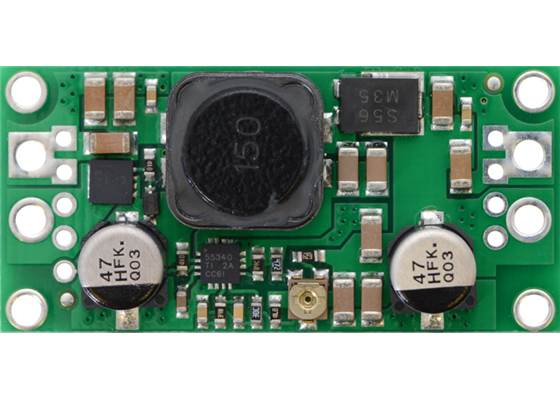 Pololu adjustable 9-30V step-up/step-down voltage regulator S18V20AHV, top view.