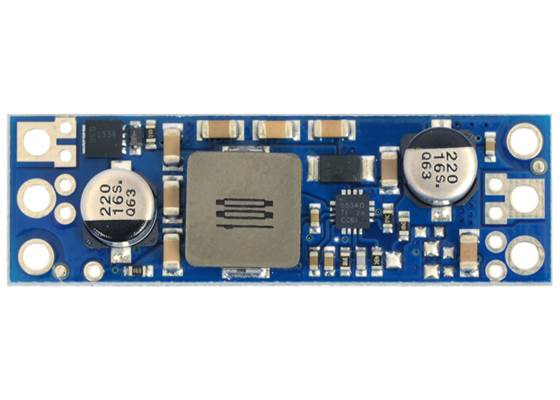Pololu fixed step-up voltage regulator U3V50Fx, top view.