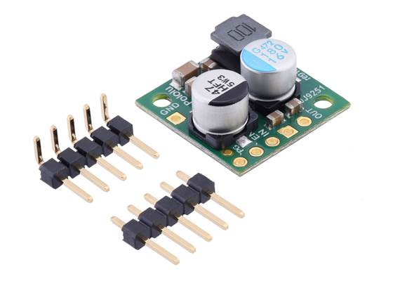 Pololu Step-Down Voltage Regulator D24V22Fx with included hardware.