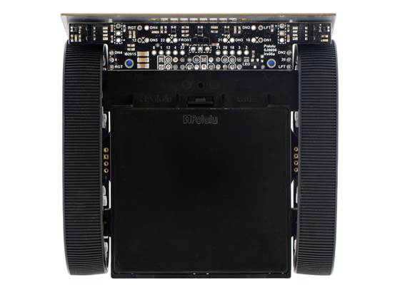 Assembled Zumo 32U4 robot, bottom view.