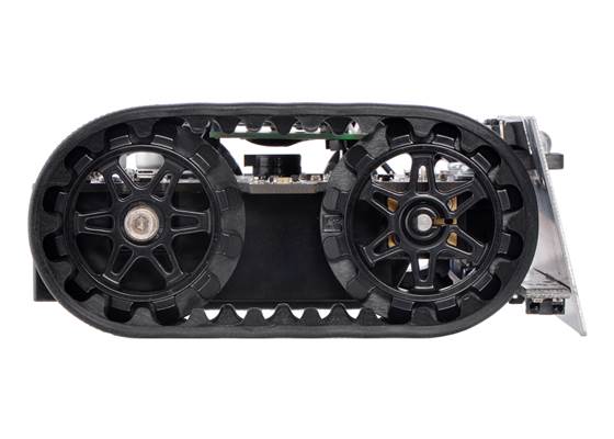 Assembled Zumo 32U4 robot, side view.