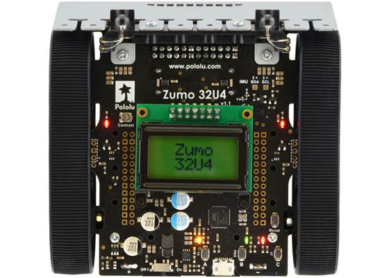 Assembled Zumo 32U4 robot, top view.