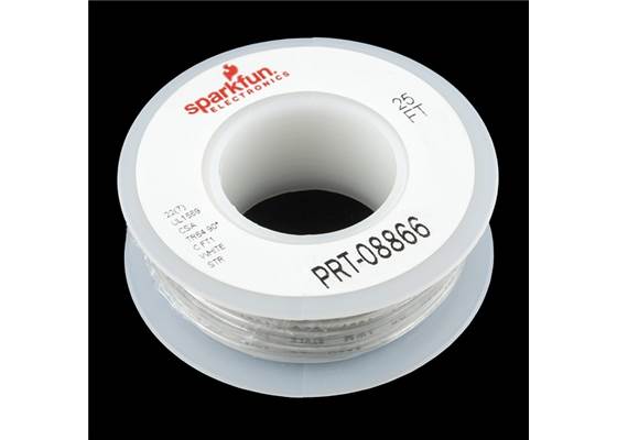 Hook-up Stranded Wire - White (22 AWG)