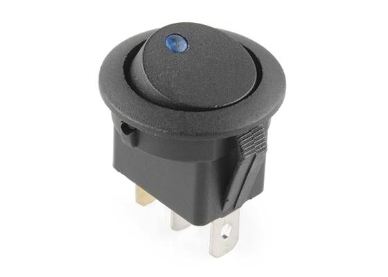 Rocker Switch - Round w/ Blue LED