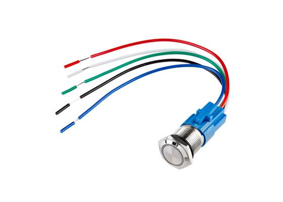 Metal Pushbutton with Wires - Momentary (16mm, Red)