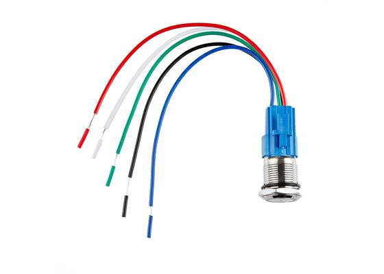 Metal Pushbutton with Wires - Momentary (16mm, Red) (3)