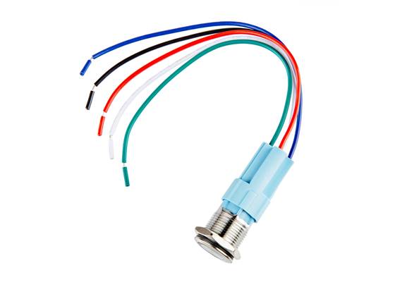Metal Pushbutton with Wires - Momentary (16mm, Blue) (4)