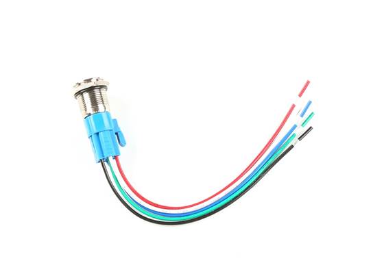 Metal Pushbutton with Wires - Momentary (16mm, Green) (2)