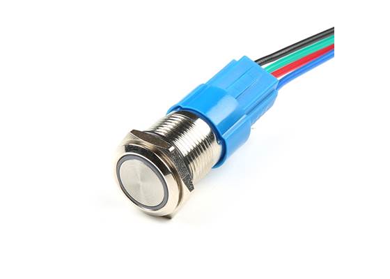 Metal Pushbutton with Wires - Momentary (16mm, Green) (3)