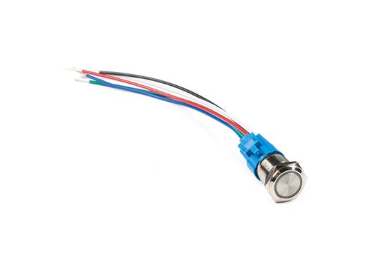 Metal Pushbutton with Wires - Momentary (16mm, White)
