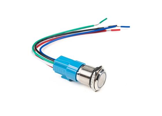 Metal Pushbutton with Wires - Latching (16mm, Red)