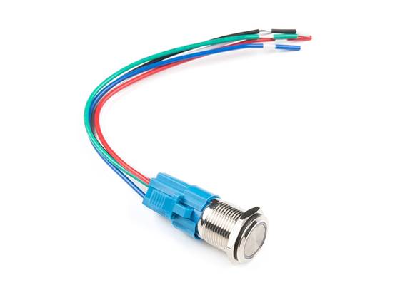 Metal Pushbutton with Wires - Latching (16mm, Green)