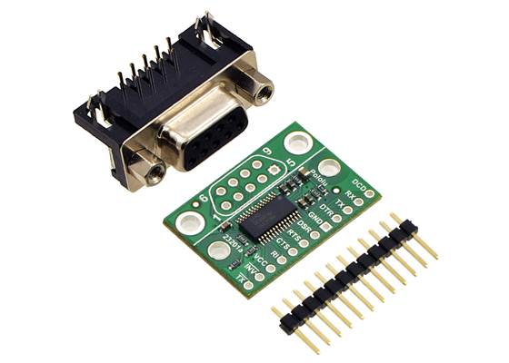All parts included in a Pololu 23201a Serial Adapter kit.