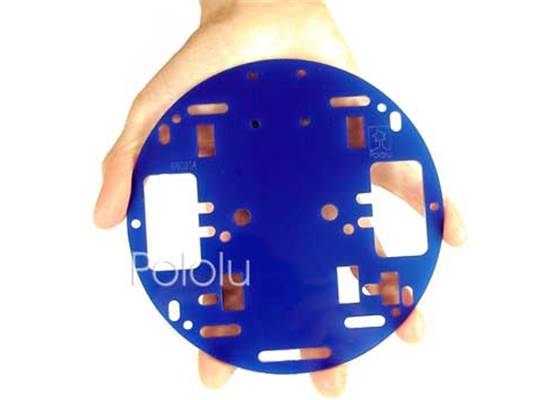 Pololu Round Robot Chassis RRC01A, solid blue.