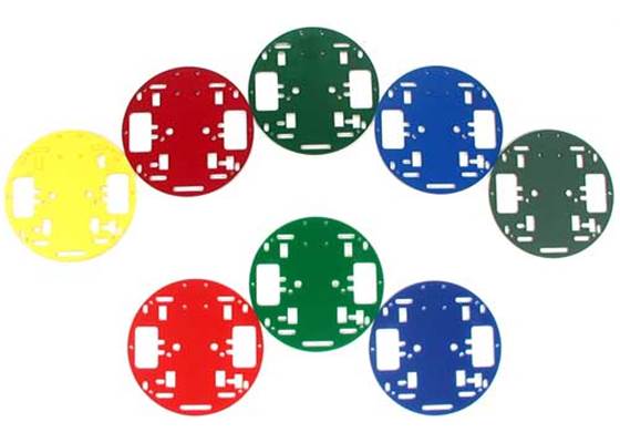Pololu Round Robot Chassis RRC01A, color assortment.