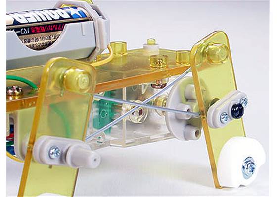 Tamiya 71101 Mechanical Dog crank and linkage rod close-up.